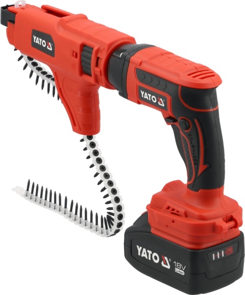 WKRĘTARKA TAŚMOWA AKUMULATOROWA 18 V 4 Ah Z PODAJNIKIEM DO PŁYT G-K REGIPSÓW YT-82075 YATO