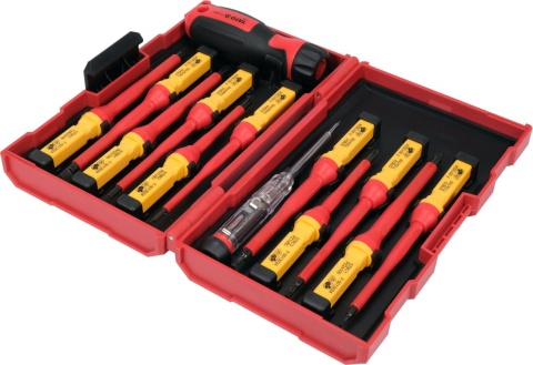 Zestaw izolowanych wkrętaków VDE 13 elementów próbnikiem jednobiegunowym do prac elektrycznych Yato YT-28295