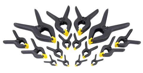 Zestaw komplet zacisków sprężynowych do lekkiego przytrzymywania 16 sztuk szczypce Stanley STHT0-83094