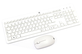 Bezprzewodowa klawiatura i mysz HP 230 biała pełnowymiarowa z blokiem numerycznym 3L1F0AA (QWERTY UK, duży enter)