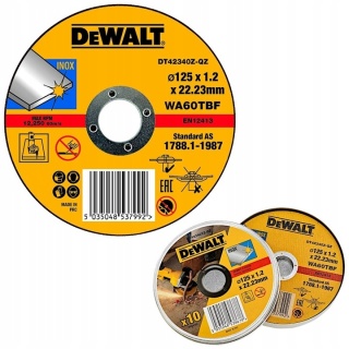 DEWALT Zestaw tarcz do metalu stali INOX korundowa 125mm 10 szt. DT42340TZ