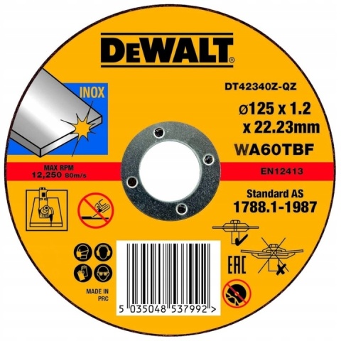 DEWALT Zestaw tarcz do metalu stali INOX korundowa 125mm 10 szt. DT42340TZ