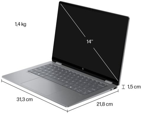 Dotykowy HP OmniBook X Flip 14 Next Gen AI 3K OLED 120Hz AMD Ryzen AI 7 350 8-rdzeni 24GB LPDDR5x 1TB SSD NVMe Win11 Active Pen