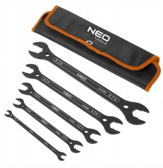 KLUCZE PŁASKIE DWUSTRONNE SUPERCIENKIE, 4 W 1, 6 - 27 MM ZESTAW 5 SZTUK