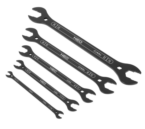 KLUCZE PŁASKIE DWUSTRONNE SUPERCIENKIE, 4 W 1, 6 - 27 MM ZESTAW 5 SZTUK