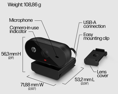 Kamerka internetowa HP 320 FHD 1080p Webcam kamera USB 53X26AA