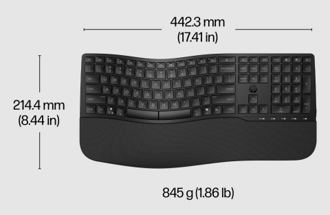 Klawiatura bezprzewodowa HP 680 Comfort Dual-Mode Bluetooth czarna pełnowymiarowa z blokiem num. 8T6L8AA QWERTY (duży enter)