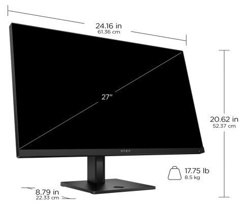 Monitor HP Omen 27 G2 FullHD IPS 180Hz 27 cali 1920x1080 HDMI DisplayPort pivot AV4K1E9