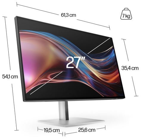 Monitor HP Series 7 Pro 727pu QHD 27 cali IPS Black 120Hz 2560x1440 HDMI DisplayPort Thunderbolt USB-C VESA pivot 8J9E6E9