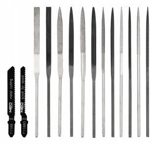 Uchwyt do pilników iglaków zestaw 14 pilników + 1 uchwyt NEO TOOLS 44-653