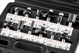 Frezy do drewna widiowe trzpień 8 mm zestaw 12 sztuk frezów GRAPHITE 56T614