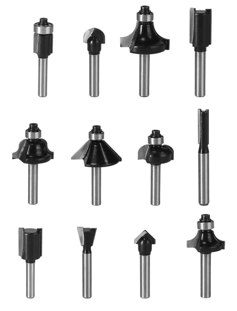 Frezy do drewna widiowe trzpień 8 mm zestaw 12 sztuk frezów GRAPHITE 56T614