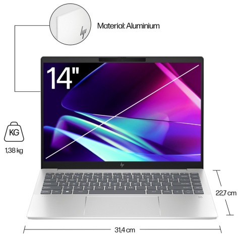 HP Pavilion Plus 14 WQXGA IPS 120Hz Intel Core i5-1335U 10-rdzeni 16GB LPDDR5x 512GB SSD NVMe Windows 11 - OUTLET