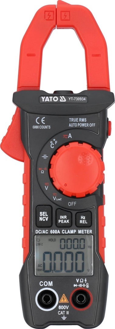 MIERNIK CĘGOWY SOLIDNY OBUDOWA I ETUI TRUE RMS AC/DC 10MA-600A YATO YT-730934