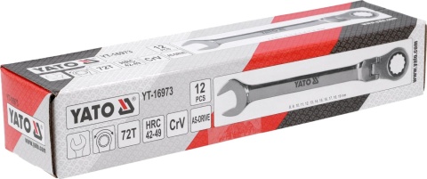 ZESTAW KLUCZY PŁASKO-OCZKOWYCH Z GRZECHOTKĄ I PRZEGUBEM 12 sztuk YT-16973 YATO