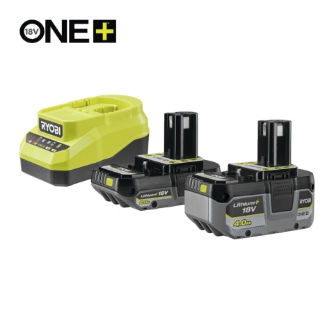 Zestaw RYOBI ONE+ 18V 2x Akumulator (4.0Ah + 2.0Ah) + Ładowarka RC18120A-242X