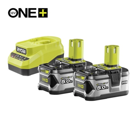 Zestaw Ryobi ONE+ 2x Akumulator 5.0Ah RB18L50 + Ładowarka 2A RC18120