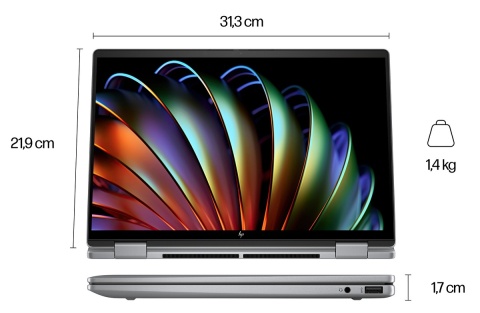 2w1 HP ENVY 14 x360 2.8K OLED 120Hz AMD Ryzen 5 8640HS 6-rdzeni 16GB LPDDR5 512GB SSD NVMe Windows 11 Active Pen