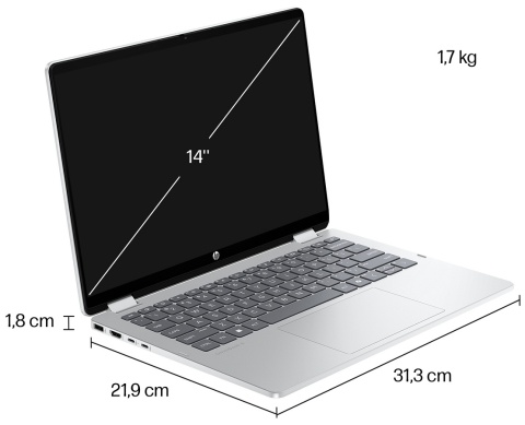 Dotykowy 2w1 HP OmniBook 5 Flip 14 2K IPS Intel Core 7 150U 10-rdzeni 16GB LPDDR5 512GB SSD NVMe Windows 11