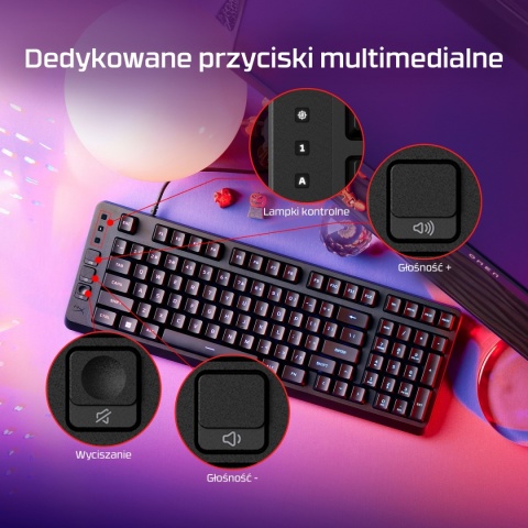 Klawiatura przewodowa gamingowa HyperX Eve 1800 - 10-strefowe podświetlenie RGB LED, anti-ghosting, USB, B7JE0AA QWERTY US/PL