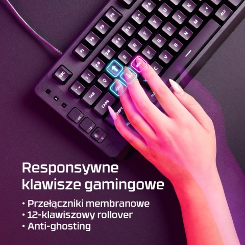 Klawiatura przewodowa gamingowa HyperX Eve 1800 - 10-strefowe podświetlenie RGB LED, anti-ghosting, USB, B7JE0AA QWERTY US/PL