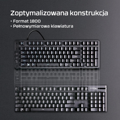 Klawiatura przewodowa gamingowa HyperX Eve 1800 - 10-strefowe podświetlenie RGB LED, anti-ghosting, USB, B7JE0AA QWERTY US/PL