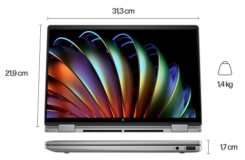 2w1 HP ENVY 14 x360 2.8K OLED 120Hz AMD Ryzen 7 8840HS 8-rdzeni 16GB LPDDR5 1TB SSD NVMe Windows 11