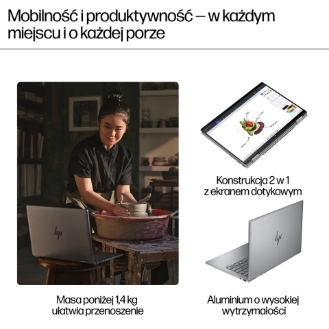 2w1 HP ENVY 14 x360 2.8K OLED 120Hz AMD Ryzen 7 8840HS 8-rdzeni 16GB LPDDR5 1TB SSD NVMe Windows 11