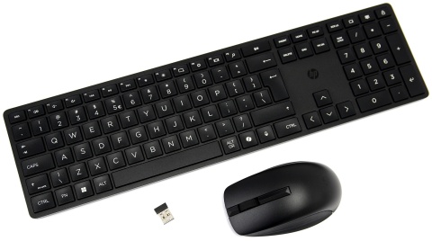 Bezprzewodowa klawiatura i mysz HP 655 czarna pełnowymiarowa z blokiem numerycznym 4R009UT QWERTY (duży enter)
