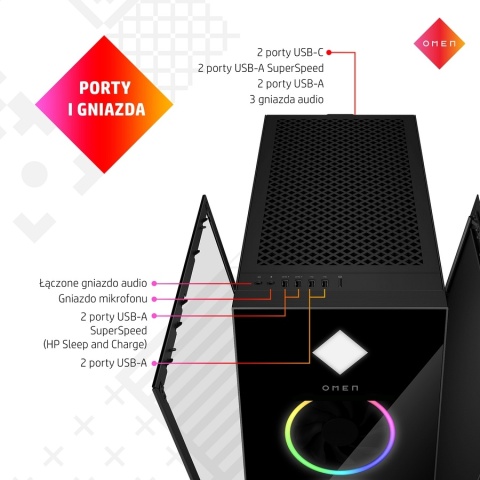 HP OMEN 45L GT22 Gaming PC Intel Core i9-12900K 16-rdzenie 64GB DDR4 RGB 2TB SSD NVMe NVIDIA GeForce RTX 3090 24GB Windows 11