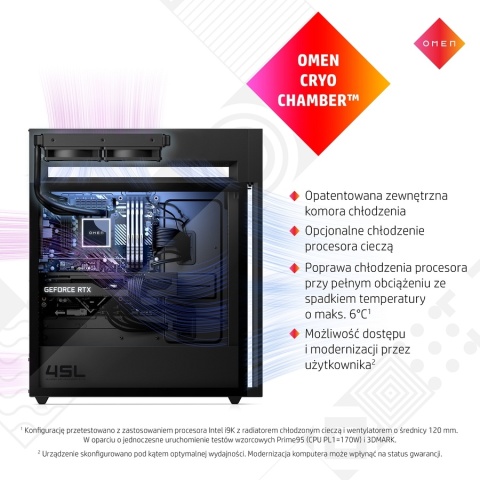 HP OMEN 45L GT22 Gaming PC Intel Core i9-12900K 16-rdzenie 64GB DDR4 RGB 2TB SSD NVMe NVIDIA GeForce RTX 3090 24GB Windows 11