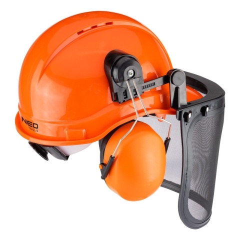 Hełm kask ochronny dla pilarzy z nausznikami bhp osłona twarzy siatka 97-395 NEO TOOLS