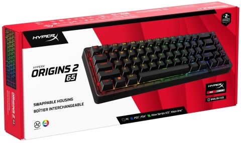 Klawiatura przewodowa gamingowa HyperX Origins 2 65 - RGB LED dla każdego klawisza, anti-ghosting, USB B4QS3AA, QWERTY US/PL