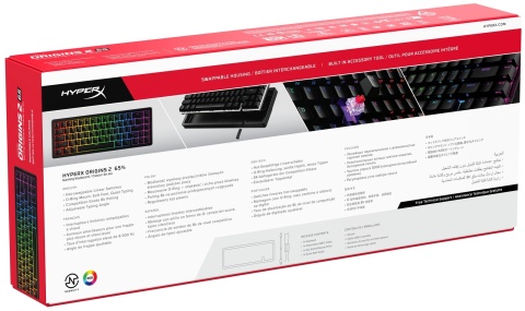 Klawiatura przewodowa gamingowa HyperX Origins 2 65 - RGB LED dla każdego klawisza, anti-ghosting, USB B4QS3AA, QWERTY US/PL