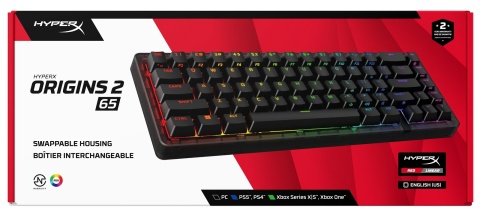 Klawiatura przewodowa gamingowa HyperX Origins 2 65 - RGB LED dla każdego klawisza, anti-ghosting, USB B4QS3AA, QWERTY US/PL