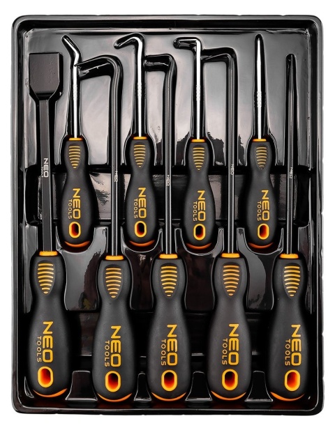ZESTAW HACZYKÓW Z RĘKOJEŚCIĄ 9 szt DŁUGIE HAKI DO USZCZELEK ORINGÓW 04-232 NEO TOOLS