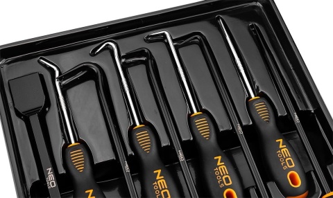 ZESTAW HACZYKÓW Z RĘKOJEŚCIĄ 9 szt DŁUGIE HAKI DO USZCZELEK ORINGÓW 04-232 NEO TOOLS
