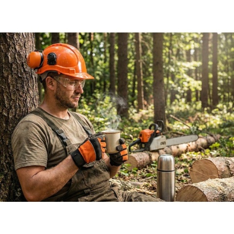 Hełm kask ochronny dla pilarzy z nausznikami bhp osłona twarzy siatka 97-395 NEO TOOLS