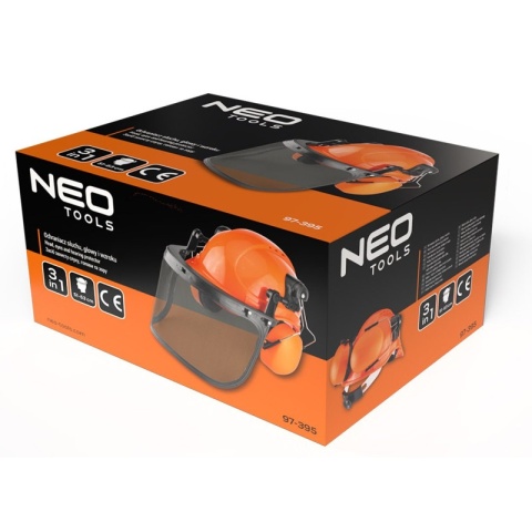 Hełm kask ochronny dla pilarzy z nausznikami bhp osłona twarzy siatka 97-395 NEO TOOLS