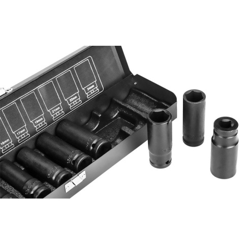 Zestaw Długich Głębokich Nasadek Udarowych do Kół 11 szt. 1/2" 10-24mm NEO TOOLS 12-102