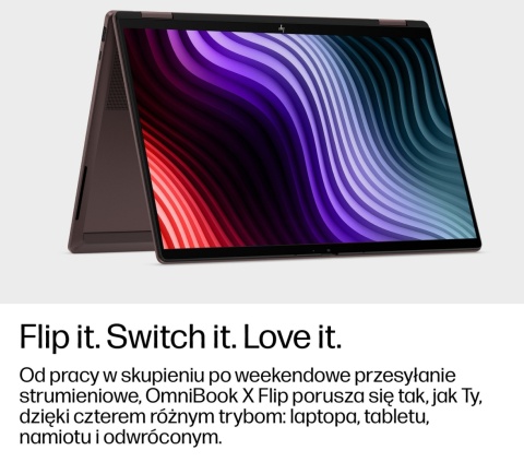 Dotykowy HP OmniBook X Flip 14 Next Gen AI 3K OLED 120Hz AMD Ryzen AI 9 465 10-rdzeni 32GB LPDDR5x 1TB SSD NVMe Win11 Copilot+