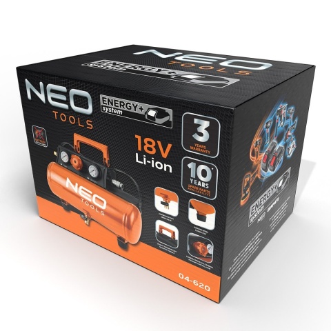 Kompresor bezolejowy 3,8 l 8 bar Energy+ 18V 04-620 NEO TOOLS
