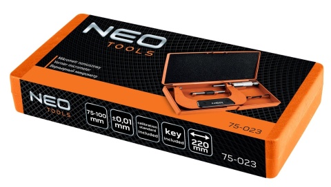 Mikrometr noniuszowy analogowy 75-100mm mikromierz zewnętrzny 75-023 NEO TOOLS