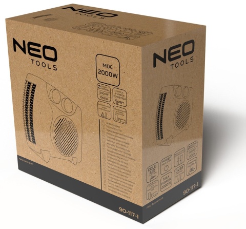 Termowentylator 2000 W 2 stopniami ogrzewania 1000 W oraz 2000 W 90-117-1 NEO TOOLS