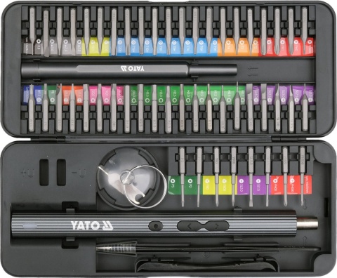 ZESTAW WKRĘTAKÓW PRECYZYJNYCH 3,7 V Z BITAMI 56 SZT LED YATO YT-25770
