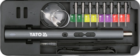 ZESTAW WKRĘTAKÓW PRECYZYJNYCH 3,7 V Z BITAMI 56 SZT LED YATO YT-25770