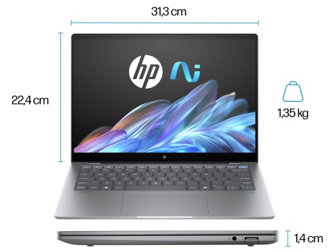 Dotykowy HP OmniBook X 14 2.2K IPS Snapdragon X Elite X1E-78-100 12-rdzeni 32GB LPDDR5x 1TB SSD NVMe Windows 11
