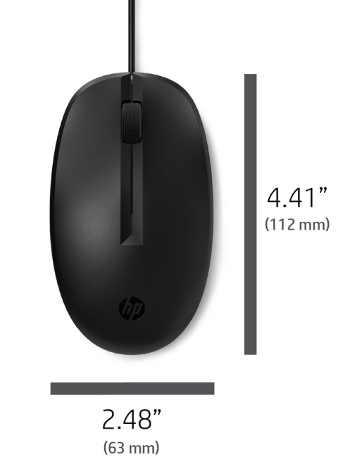 Mysz przewodowa HP 128 laserowa kabel USB 1.8m uniwersalny profil 265D9AA