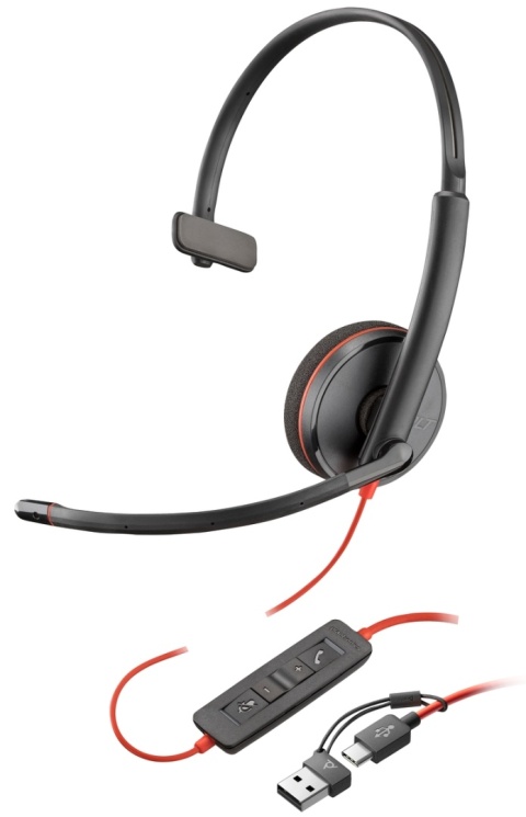 Słuchawki przewodowe HP Poly Blackwire 3210 USB-C USB-A ANC redukcja szumu 8X214AA