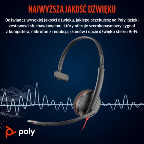 Słuchawki przewodowe HP Poly Blackwire 3210 USB-C USB-A ANC redukcja szumu 8X214AA